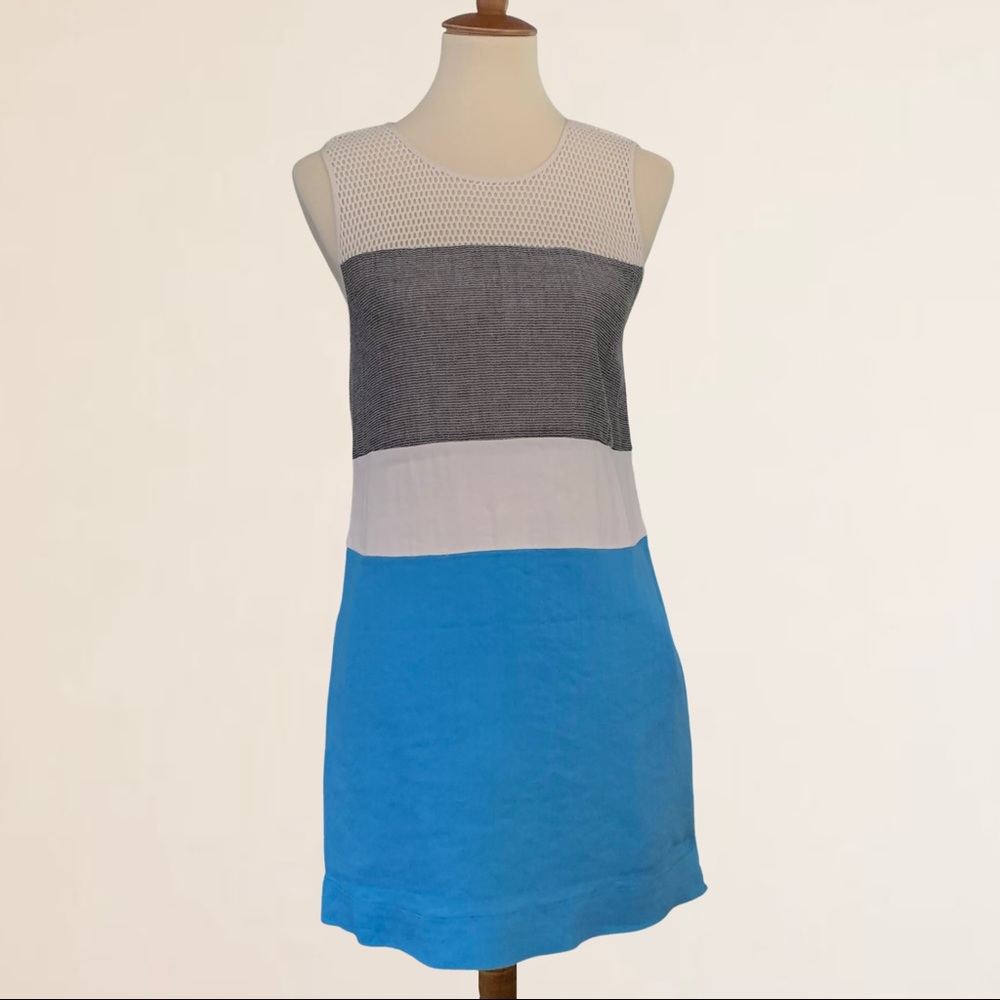 L’AGENCE Color Block Dress with Crochet Top Section